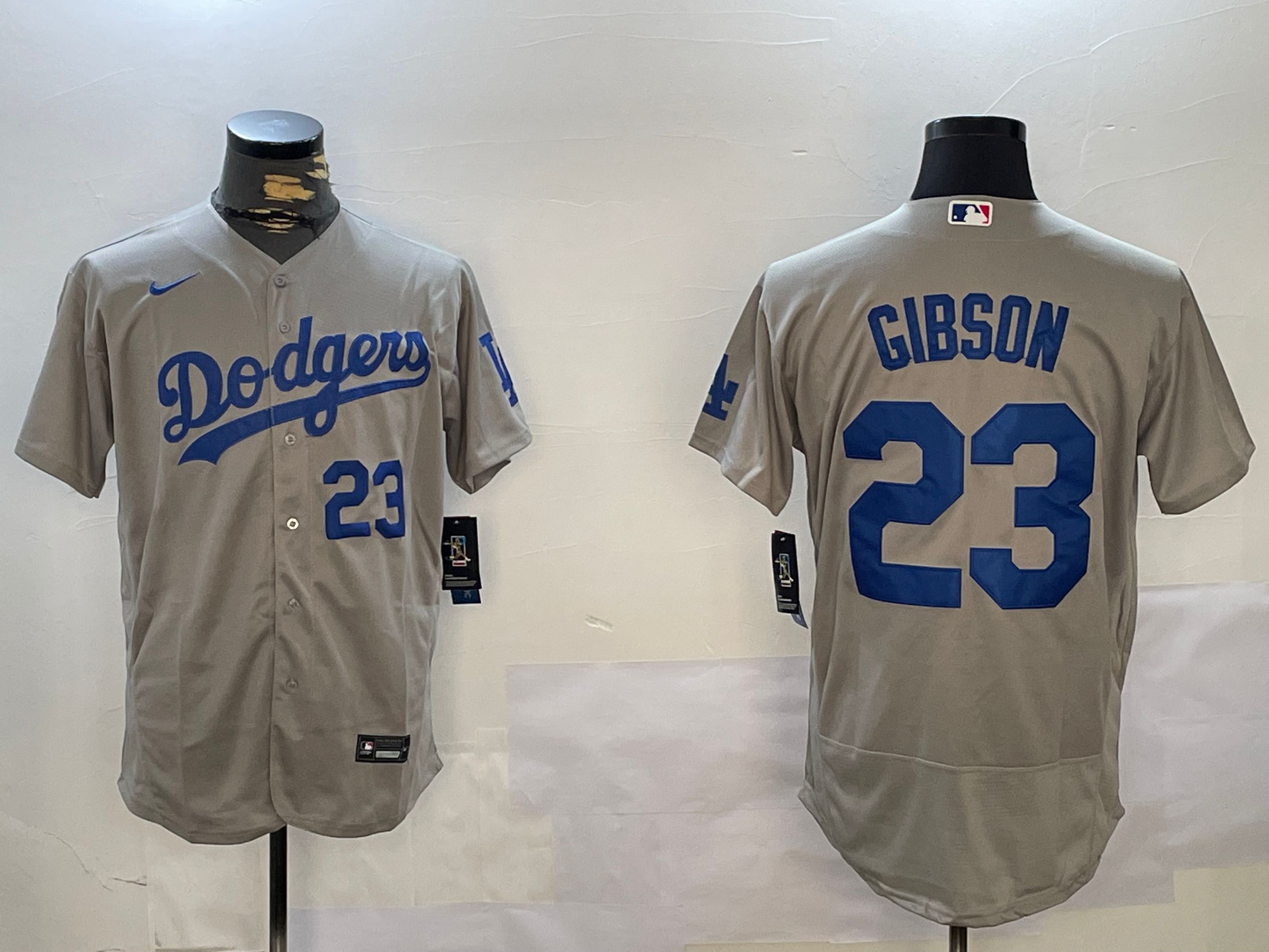 Men Los Angeles Dodgers 23 Gibson Grey Elite 2024 Nike MLB Jersey style 12164